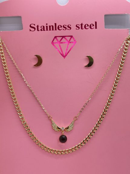 collar de dos caidas con dije de alitas y punto cambiacolor